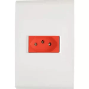 Conjunto 4×2 com 1 Tomada 2P+T Tramontina Liz 20 A 250 V Branco e Vermelho